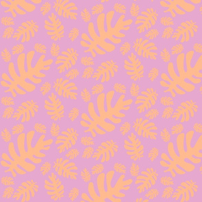 Funky tropical leaf pattern (tangerine & lilac)