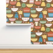 Vintage Kitchen - brown and primary colors