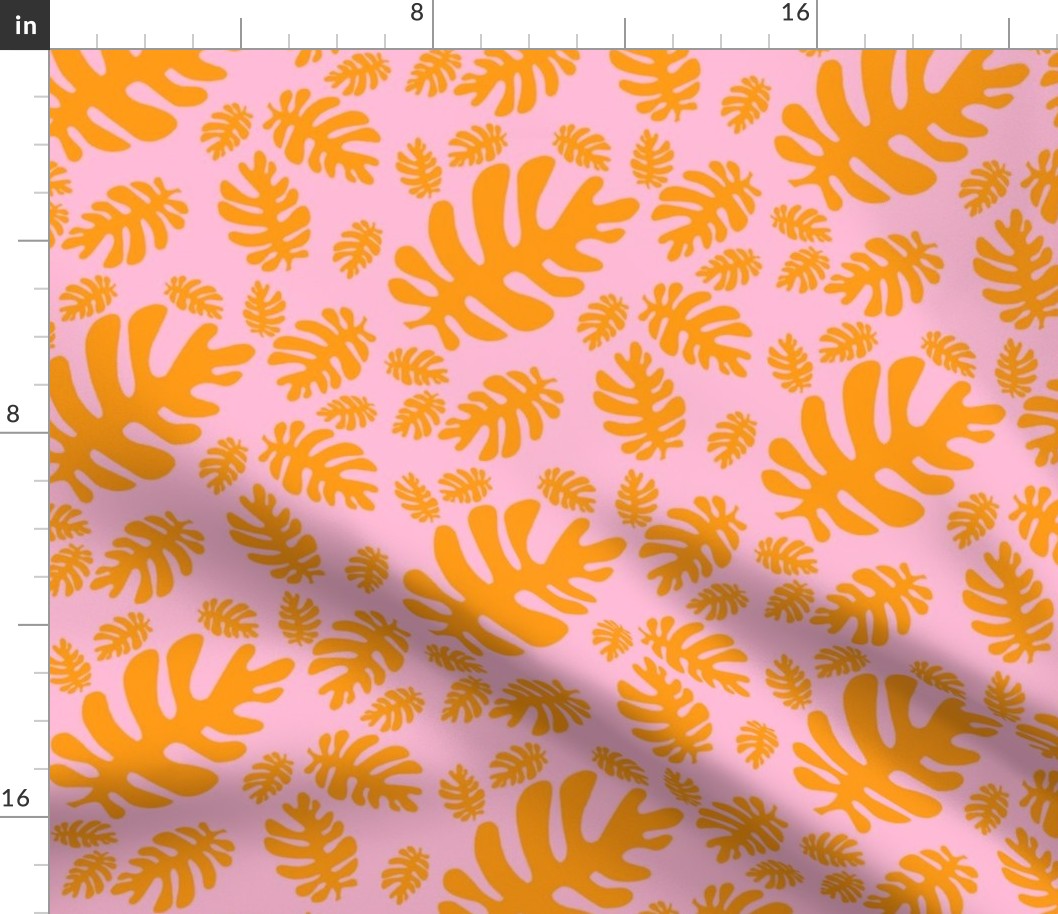 Funky tropical leaf pattern (orange & blush)