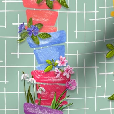 Flower Pots Garden Party - Soft Green