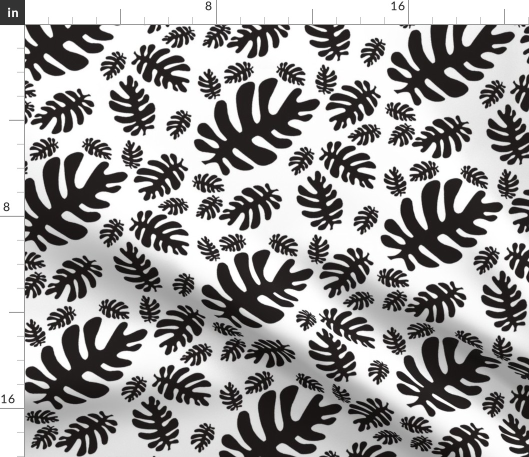 Funky tropical leaf pattern (black & white)