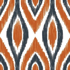 Burnt Orange and Grey Ikat