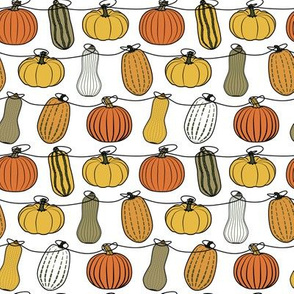 Colorful autumn pumpkins horizontal composition seamless pattern print background