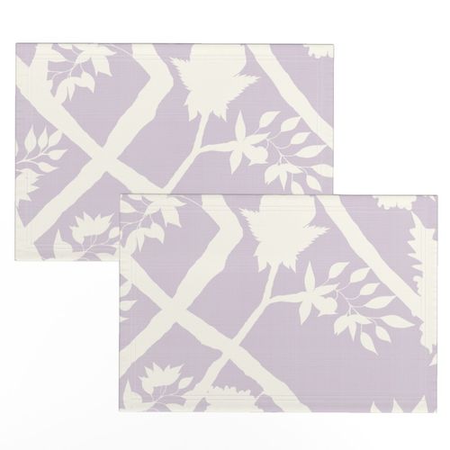 Silhoutte Peony Branch  cream on Lavender