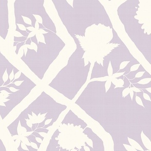 Silhoutte Peony Branch  cream on Lavender