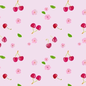 Cherry berries and flowers