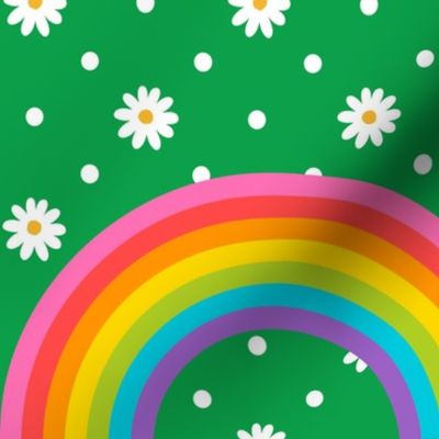 Rainbow Daisy Dot Border Print, 12" repeat 
