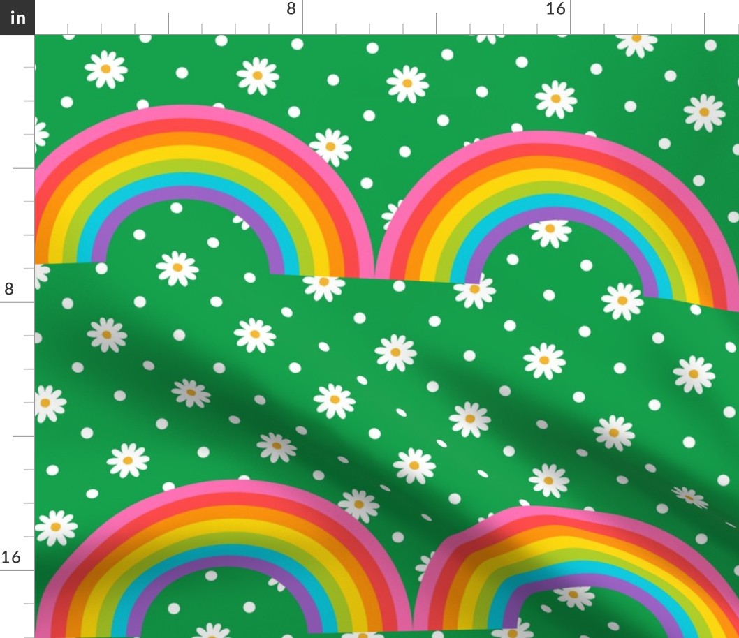 Rainbow Daisy Dot Border Print, 12" repeat 
