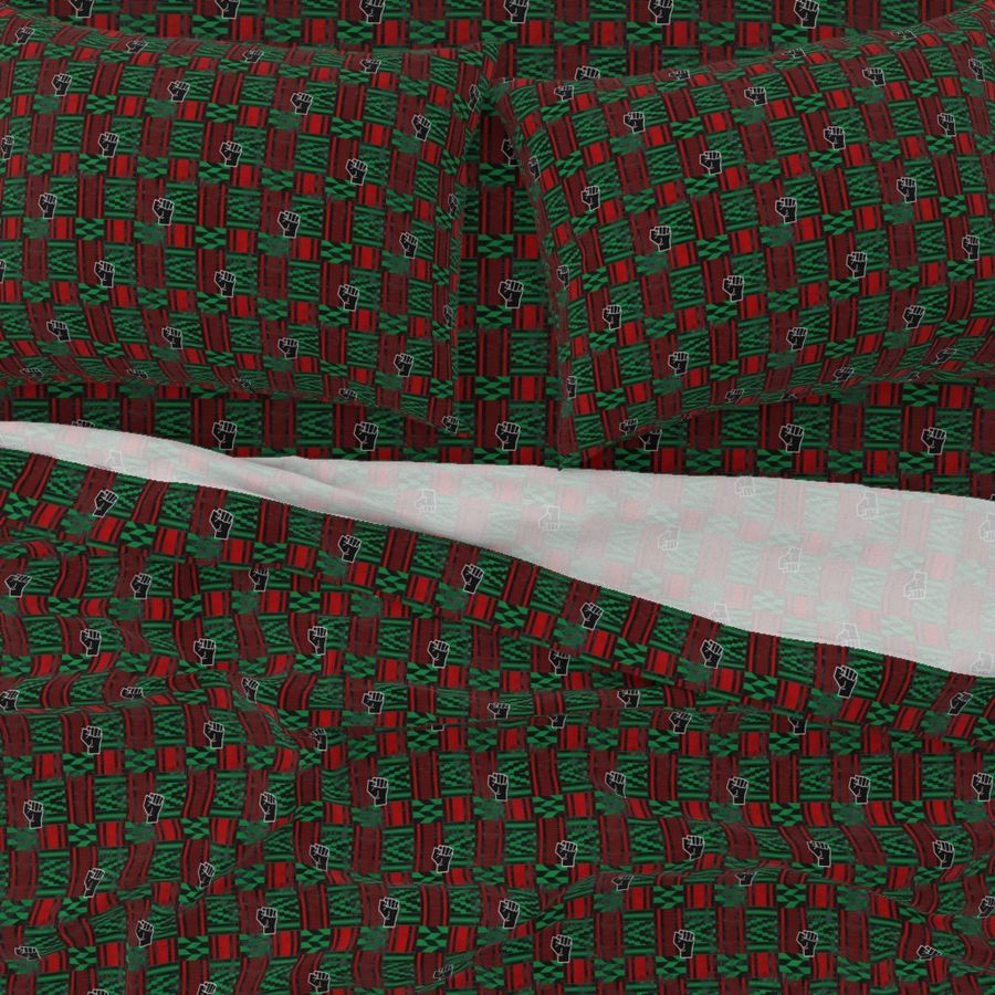 Resist Fist African Kente Cloth red black and green flag grunge texture 001