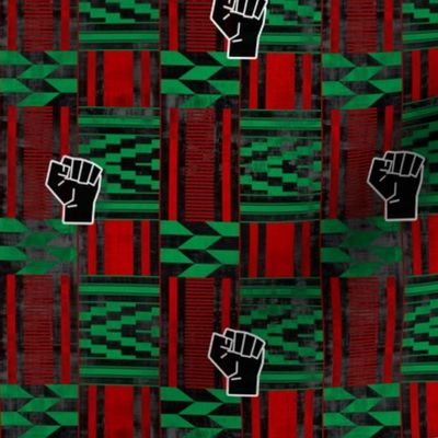 Resist Fist African Kente Cloth red black and green flag grunge texture 001