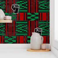 Resist Fist African Kente Cloth red black and green flag grunge texture 001