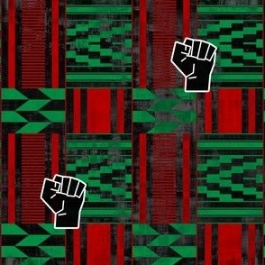 Resist Fist African Kente Cloth red black and green flag grunge texture 001