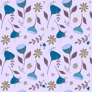 tulips and daisies pattern lavender
