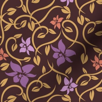 Asian Flowers - Purple & Brown