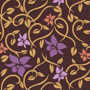 Asian Flowers - Purple & Brown