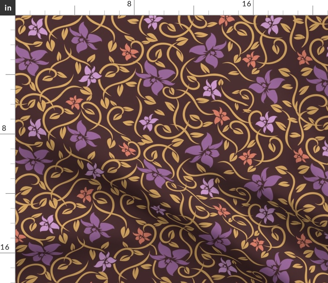 Asian Flowers - Purple & Brown