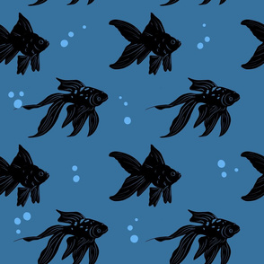goldfish pattern blue black
