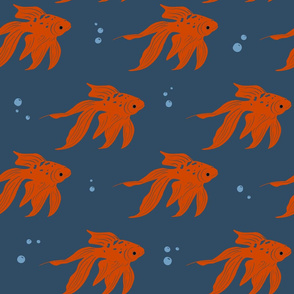 goldfish pattern orange blue