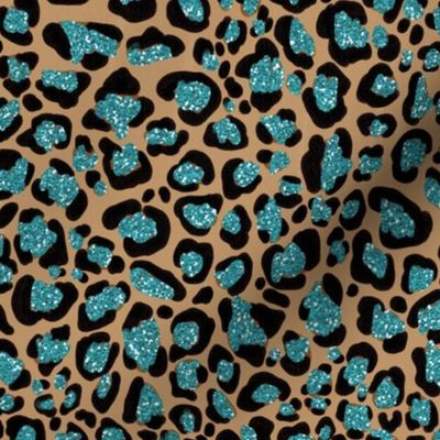 Turquoise glitter Cheetah leopard cowgirl 