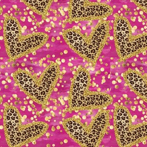 Cheetah hearts gold glitter gold foil dots