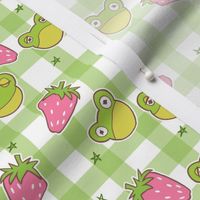 Green Gingham Cottagecore Frogs