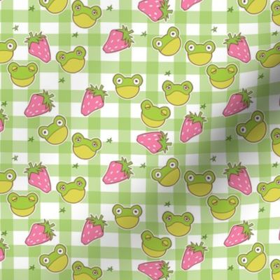 Green Gingham Cottagecore Frogs