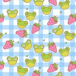 Blue Gingham Cottagecore Frogs