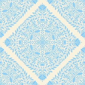 Small Scale Light blue floral wreath, nature leaves and flowers, botanical pattern