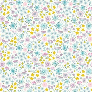 Daisy Starburst ditsy floral turquoise by Pippa Shaw