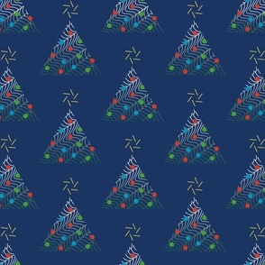 Christmas Tree Pattern - Navy