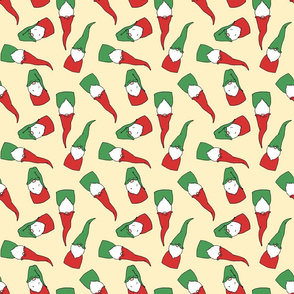 Ditzy / Tossed Christmas Gnomes in Red and Green - Medium