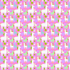 Llamas and polka dots on pink 