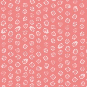 Shibori kanoko white dots over coral peach pink
