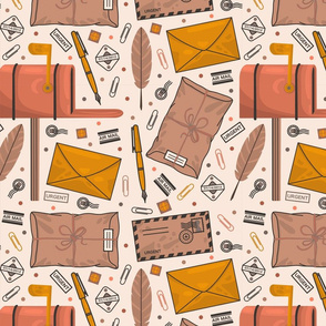 Envelopes and stamps pattern 