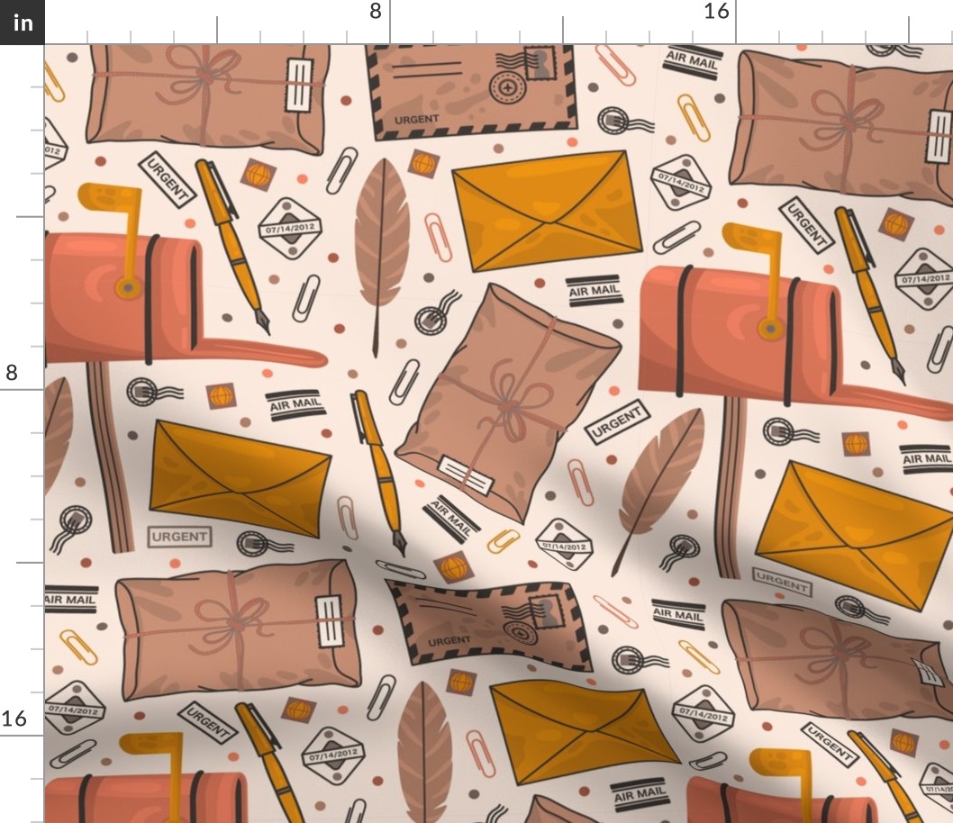 Envelopes and stamps pattern 