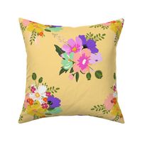 bright boho florals, farmhouse florals, cottage floral yellow pink very peri ©terri corad designs