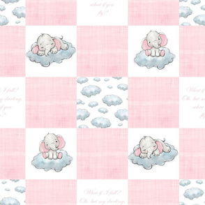 PINK elephant patchwork pink linen