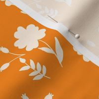 boho ditsy florals, orange ivory © terriconraddesigns