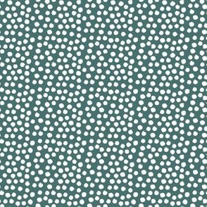 6" White Polka DotsDark Teal Back