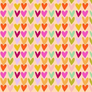 playful hearts boho chic, bright colored hearts, ©terriconraddesigns