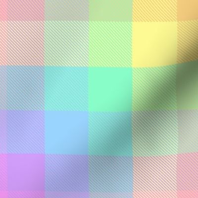 Pastel Rainbow Checks Twill