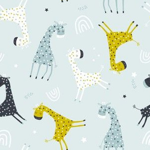Colorful funny polka dot giraffes