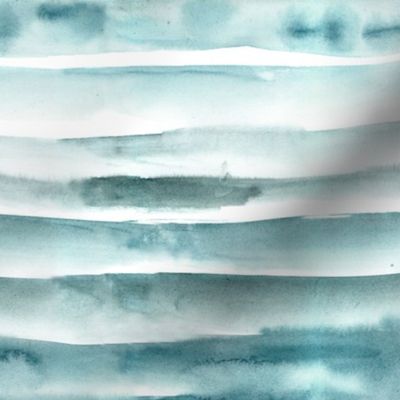 Ocean emerald watercolor painterly stripes - abstract hand painted textured stripe design for modern home decor_ bedding_ nursery