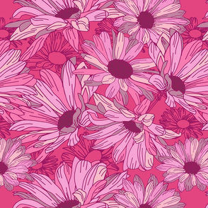 Botanical Daisies - Pink Pink Daisies