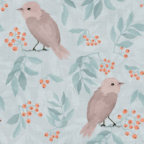Large - Little Birds with Rowanberry