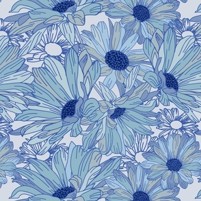 Botanical Daisies - Feeling Blue Daisies