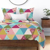 floral rainbow triangle cheater quilt yard