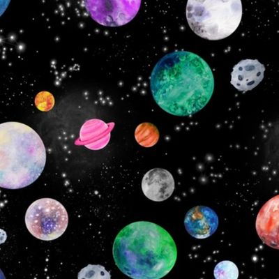 watercolor outer space planets medium