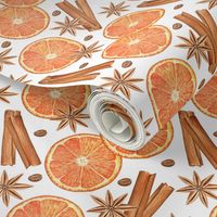 Oranges and spices (on white)