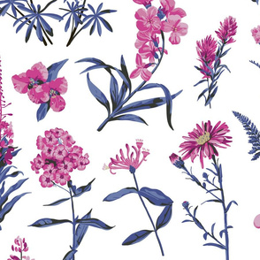 Blue and pink wildflowers - large scale